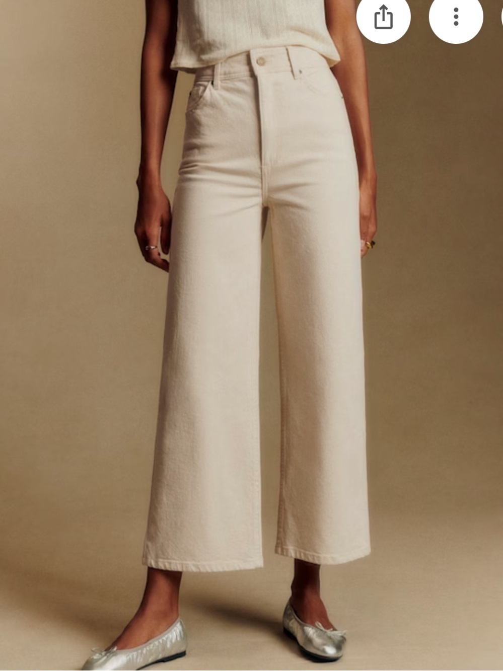 Sezane Wide-Leg Crop Pants in Crudo